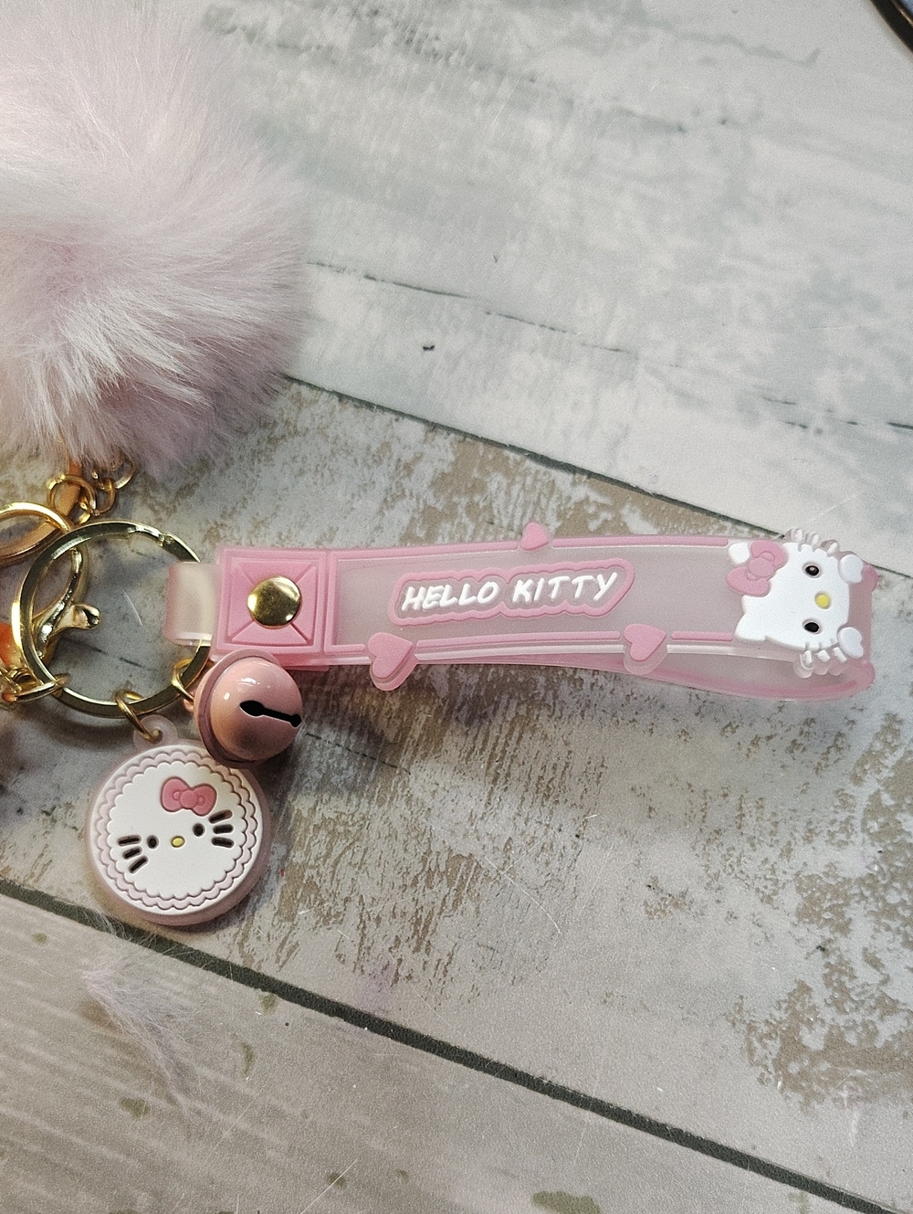 🩷🍦Hello Kitty Ice Cream Cone Floating Keychain w/ Pom Pom And Wristlet 🍦🩷 - Picture 4 of 6